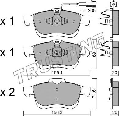 Trusting 840.0 - Brake Pad Set, disc brake autospares.lv