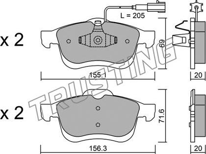 Trusting 840.1 - Brake Pad Set, disc brake autospares.lv