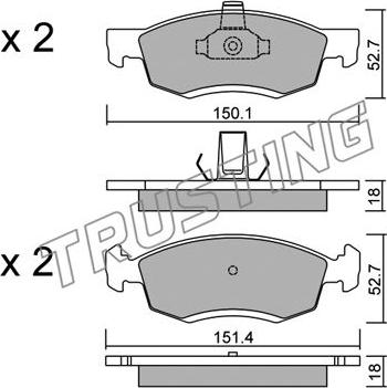 Trusting 818.0 - Brake Pad Set, disc brake autospares.lv