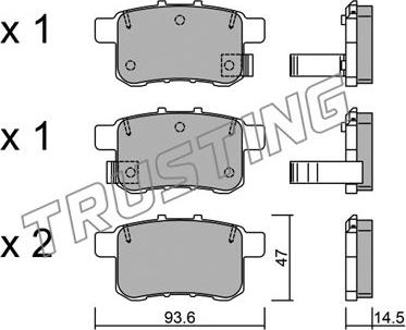 Trusting 885.0 - Brake Pad Set, disc brake autospares.lv