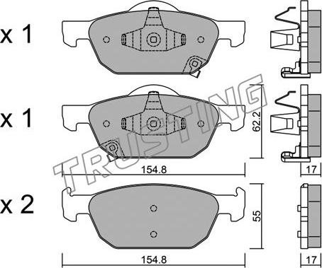 Trusting 883.0 - Brake Pad Set, disc brake autospares.lv