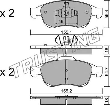 Trusting 833.0 - Brake Pad Set, disc brake autospares.lv