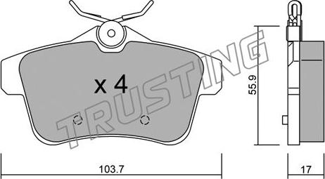 Trusting 872.0 - Brake Pad Set, disc brake autospares.lv