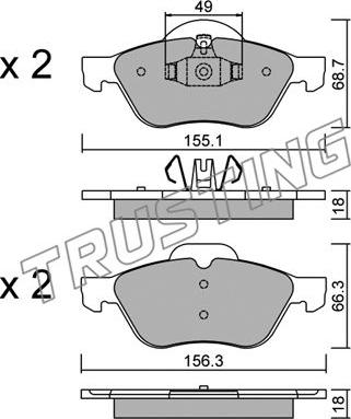 Trusting 344.1 - Brake Pad Set, disc brake autospares.lv