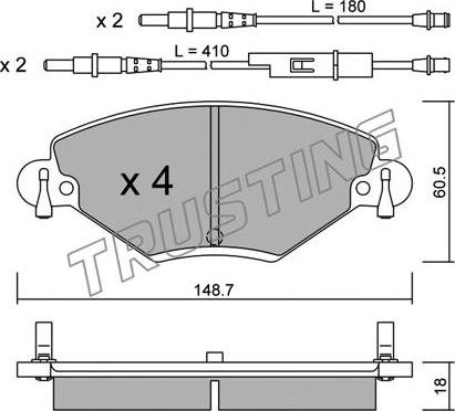 Trusting 340.0 - Brake Pad Set, disc brake autospares.lv