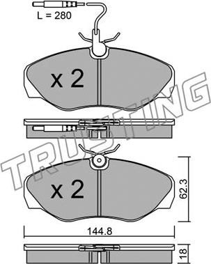 Trusting 347.1 - Brake Pad Set, disc brake autospares.lv