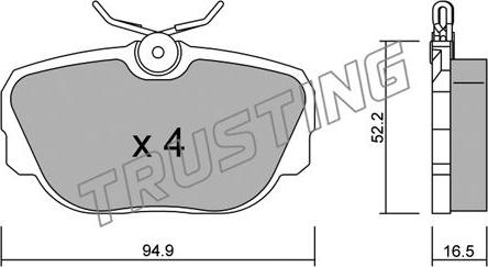 Trusting 360.0 - Brake Pad Set, disc brake autospares.lv