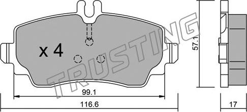 Trusting 319.0 - Brake Pad Set, disc brake autospares.lv