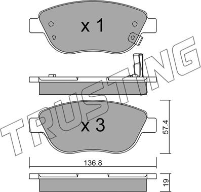 Trusting 331.2 - Brake Pad Set, disc brake autospares.lv