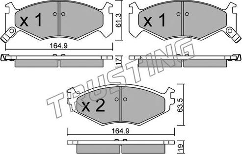 Trusting 298.0 - Brake Pad Set, disc brake autospares.lv