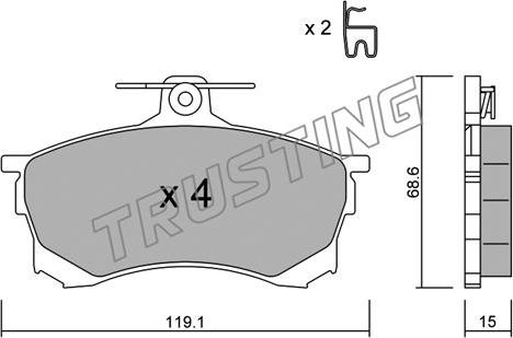 Trusting 259.0 - Brake Pad Set, disc brake autospares.lv