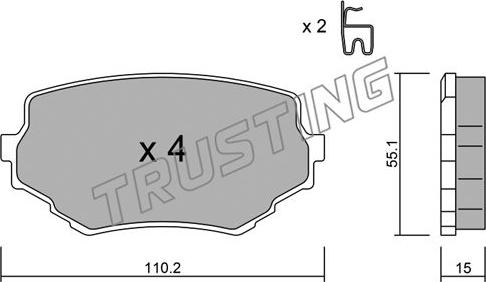 Trusting 258.0 - Brake Pad Set, disc brake autospares.lv