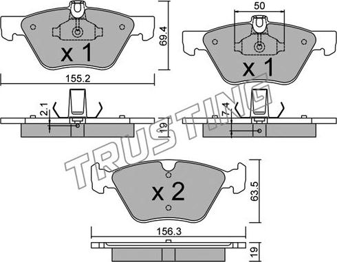 Trusting 261.1 - Brake Pad Set, disc brake autospares.lv