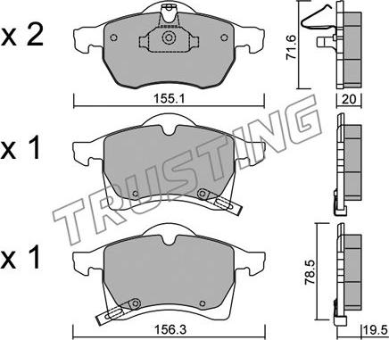 Trusting 267.0 - Brake Pad Set, disc brake autospares.lv