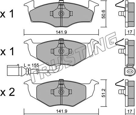 Trusting 215.3 - Brake Pad Set, disc brake autospares.lv