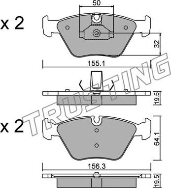 Trusting 216.5 - Brake Pad Set, disc brake autospares.lv