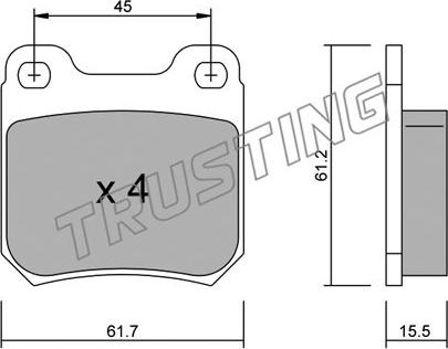 Trusting 284.0 - Brake Pad Set, disc brake autospares.lv
