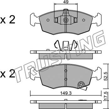 Trusting 283.5 - Brake Pad Set, disc brake autospares.lv