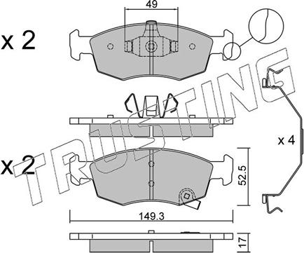 Trusting 283.6 - Brake Pad Set, disc brake autospares.lv