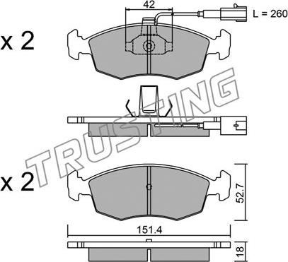 Trusting 283.1 - Brake Pad Set, disc brake autospares.lv