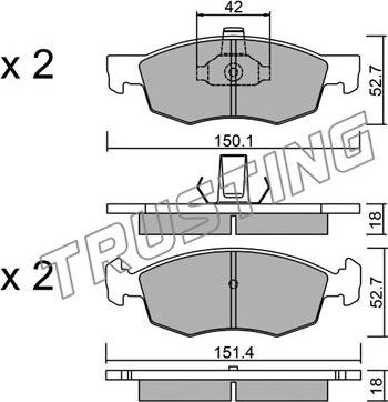 Trusting 283.2 - Brake Pad Set, disc brake autospares.lv