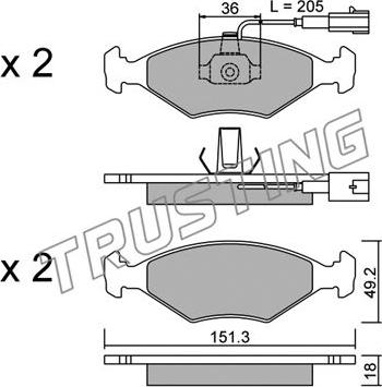 Trusting 282.0 - Brake Pad Set, disc brake autospares.lv