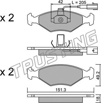 Trusting 282.1 - Brake Pad Set, disc brake autospares.lv