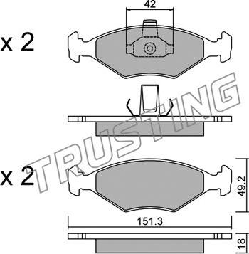 Trusting 282.2 - Brake Pad Set, disc brake autospares.lv