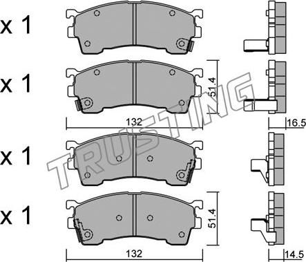 Trusting 232.0 - Brake Pad Set, disc brake autospares.lv