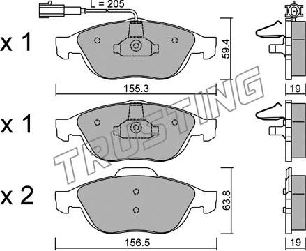 Trusting 229.1 - Brake Pad Set, disc brake autospares.lv