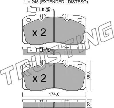 Trusting 277.5 - Brake Pad Set, disc brake autospares.lv