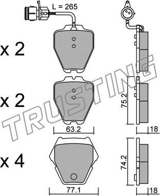 Trusting 790.0 - Brake Pad Set, disc brake autospares.lv