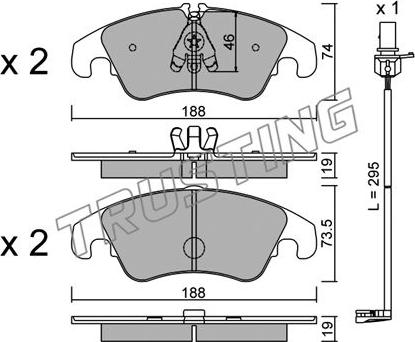 Trusting 791.4W - Brake Pad Set, disc brake autospares.lv