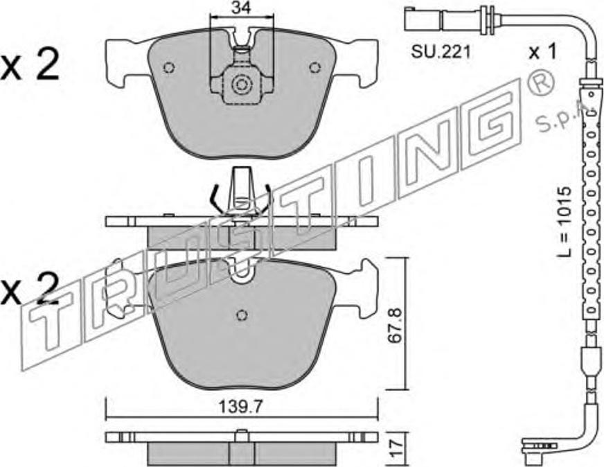 Trusting 789.3W - Brake Pad Set, disc brake autospares.lv