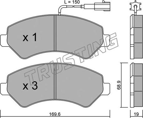 Trusting 725.0 - Brake Pad Set, disc brake autospares.lv