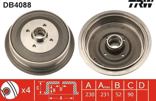 TRW DB4088 - Brake Drum autospares.lv