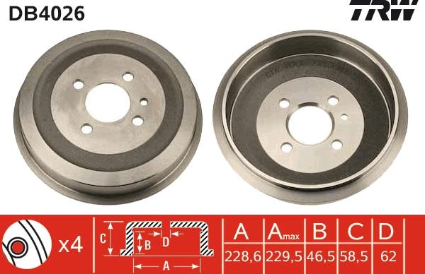 TRW DB4026 - Brake Drum autospares.lv