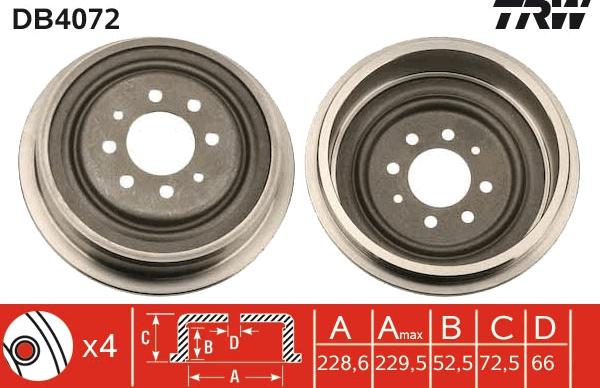 TRW DB4072 - Brake Drum autospares.lv