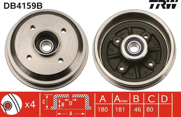 TRW DB4159B - Brake Drum autospares.lv