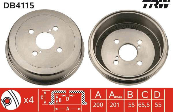 TRW DB4115 - Brake Drum autospares.lv