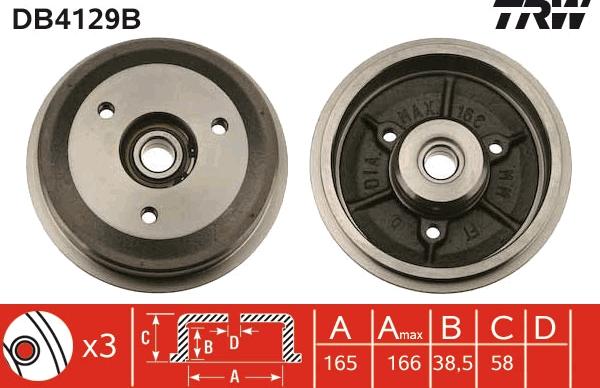 TRW DB4129B - Brake Drum autospares.lv