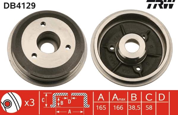 TRW DB4129 - Brake Drum autospares.lv