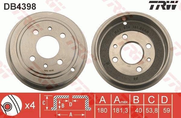 TRW DB4398 - Brake Drum autospares.lv