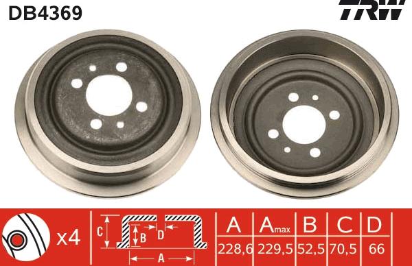 TRW DB4369 - Brake Drum autospares.lv