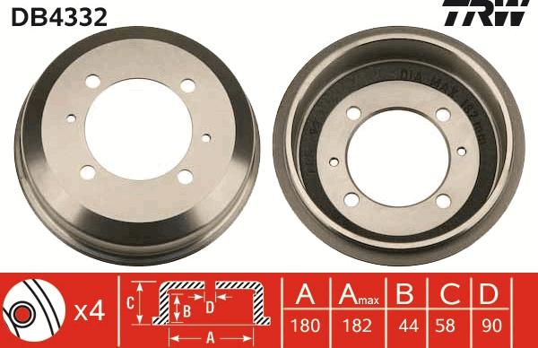 TRW DB4332 - Brake Drum autospares.lv