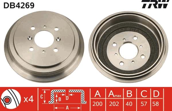 TRW DB4269 - Brake Drum autospares.lv