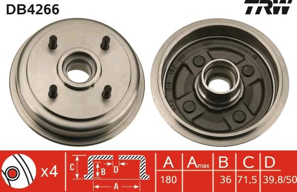 TRW DB4266 - Brake Drum autospares.lv