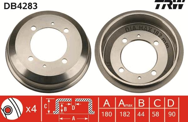 TRW DB4283 - Brake Drum autospares.lv