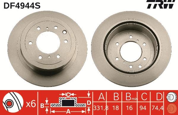 TRW DF4944S - Brake Disc autospares.lv