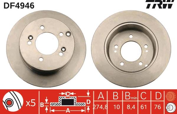 TRW DF4946 - Brake Disc autospares.lv